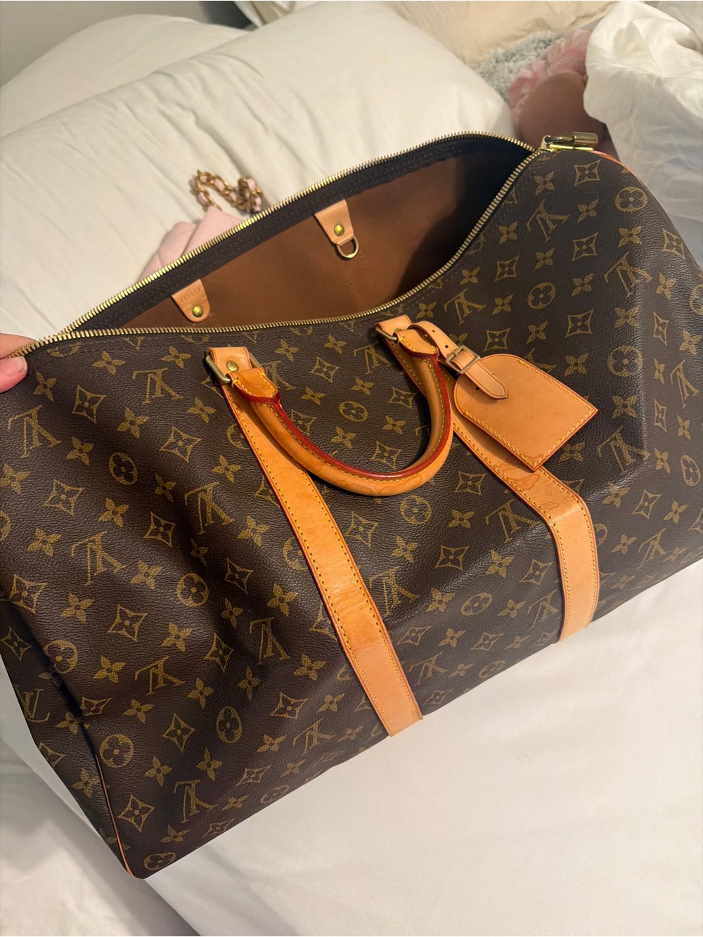 Louis Vuitton Monogram Canvas Travel Holdall in Brown and Tan